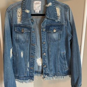 Iris Frayed Blue Denim Jacket